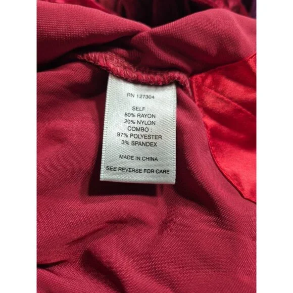 John Mark Women's Shirt Top Size 1X Red ¾ Sleeve Relaxed Fit Velvet Wired (09) - Picture 6 of 12